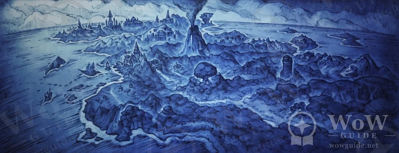 Blue sketch-style map of Azeroth