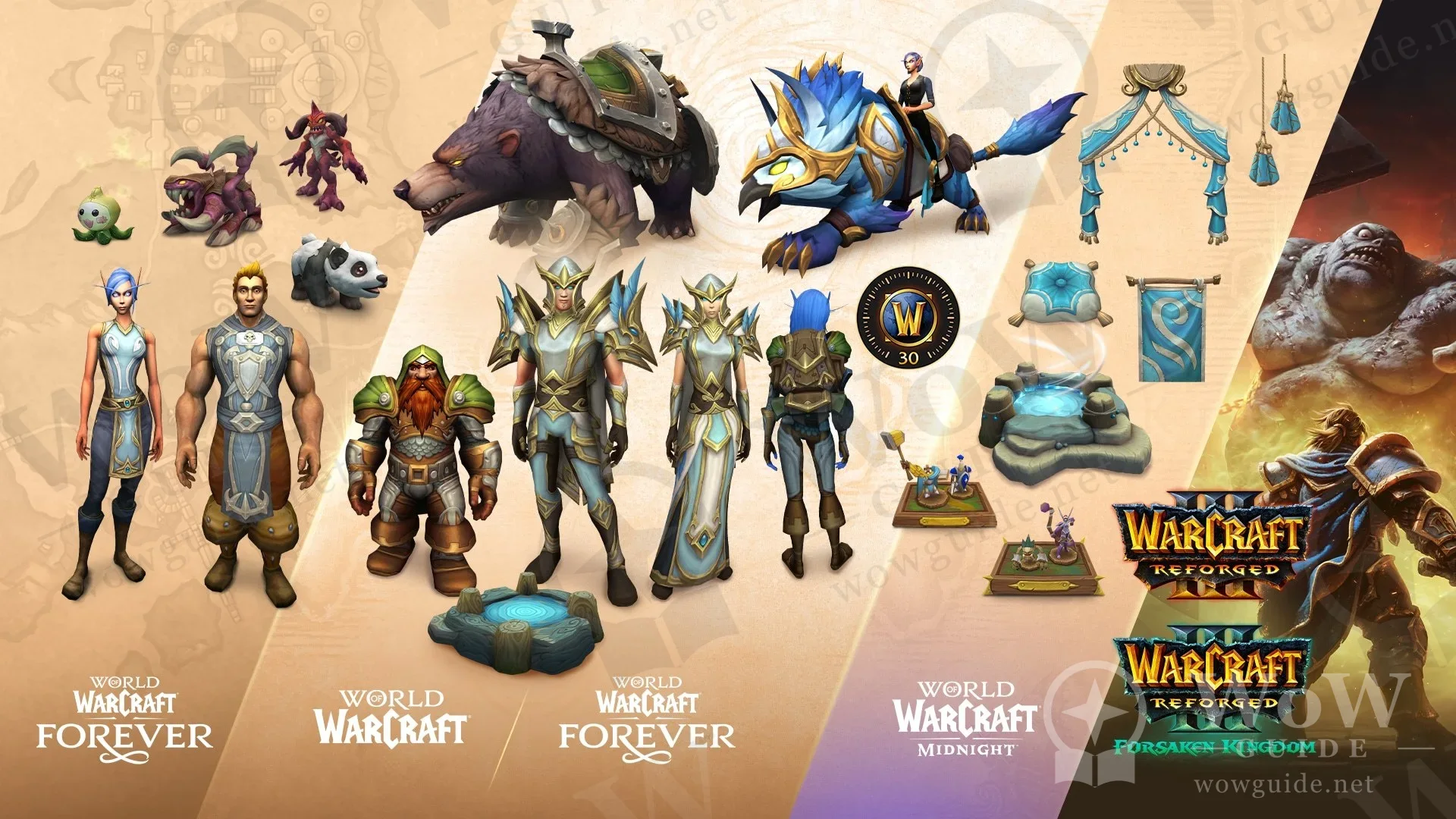 Warcraft Forever Collection contents: mounts, outfits, pets and Warcraft III