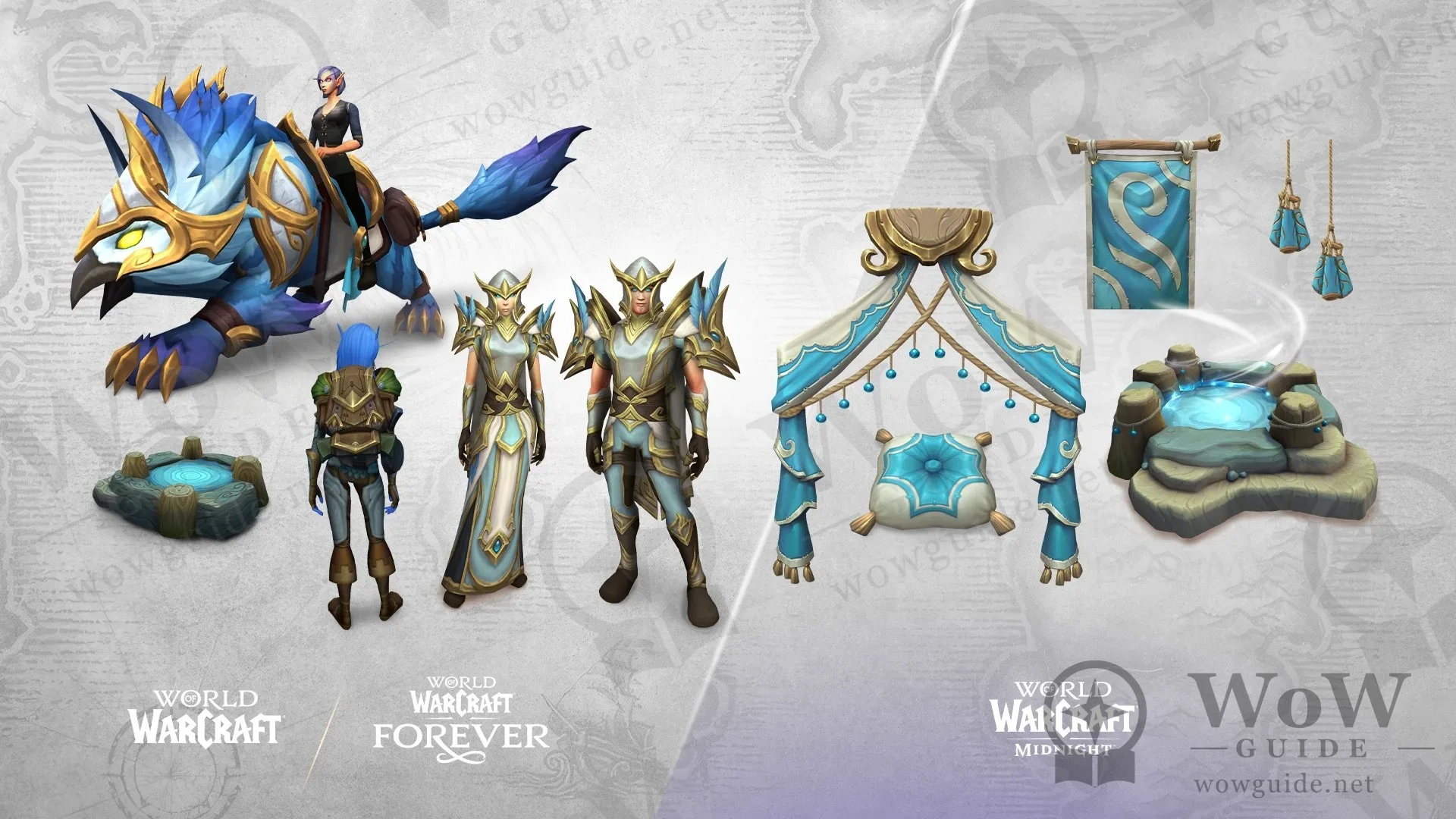 Skyborne Heroic Pack in-game rewards: mount, outfit, back item and decor